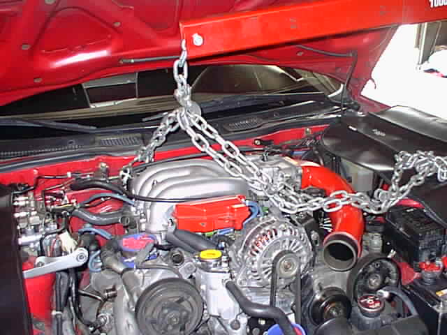 The engine on the hoist